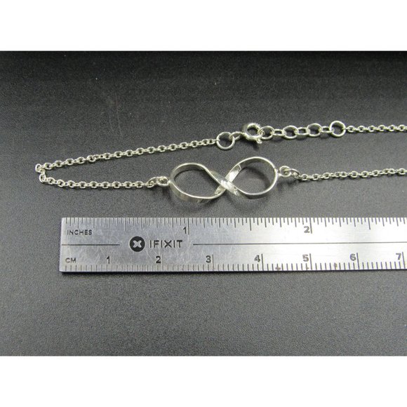 7" Sterling Silver Chain Infinity Symbol Bracelet Vintage Elegant Beautiful - Picture 5 of 6
